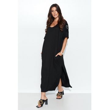 Rochie tip tricou cu crapaturi laterale -