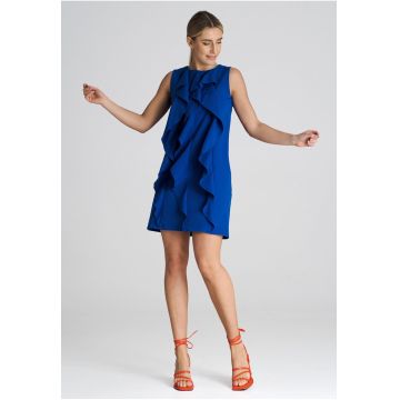 Rochie trapez  eleganta - poliester - albastru