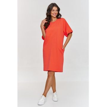 Rochie-tricou lejera - cu maneci medii si buzunare