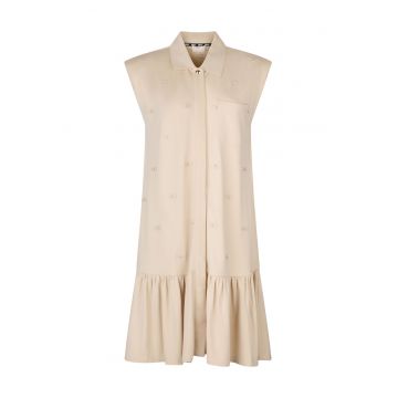 Rochie brodata cu model logo si terminarie cu volane