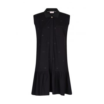 Rochie brodata cu model logo si terminarie cu volane