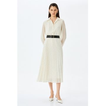 Rochie-camasa midi cu o curea in talie