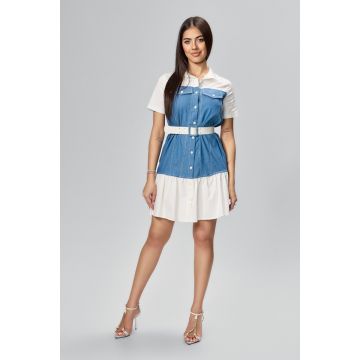 Rochie casual tip camasa din bumbac Lenya Denim