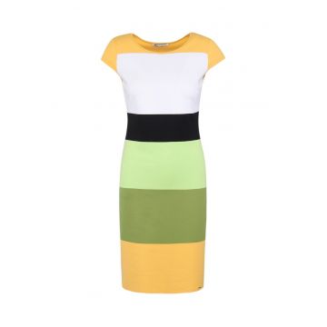 Rochie colorblock din jerseu cu maneci tip aripioara