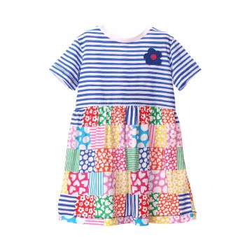 Rochie combi cu imprimeu de bumbac