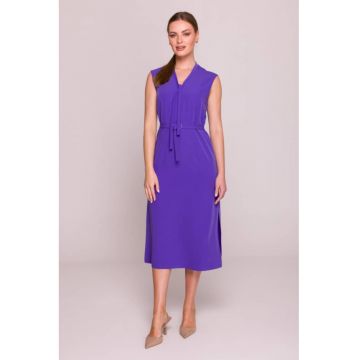 Rochie cu decolteu legat si curea in talie -