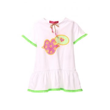 Rochie de bumabc cu terminatie cu volane