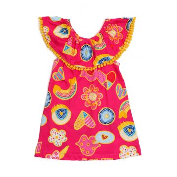 Rochie de bumbac cu aplicatie de ciucure
