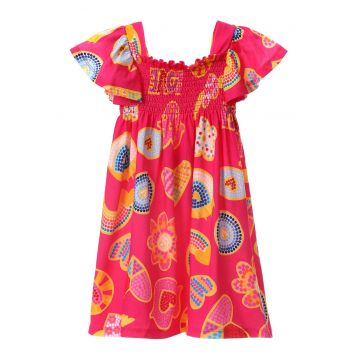 Rochie de bumbac cu maneci fluture