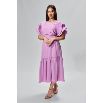 Rochie de ocazie cu volane si croi lejer Kesia Lila