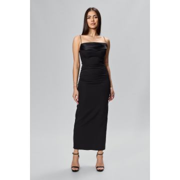 Rochie de ocazie premium cu bretele din strass-uri Lorrin Neagra