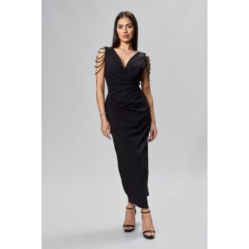 Rochie de ocazie premium cu strass-uri si model petrecut Kambria Neagra