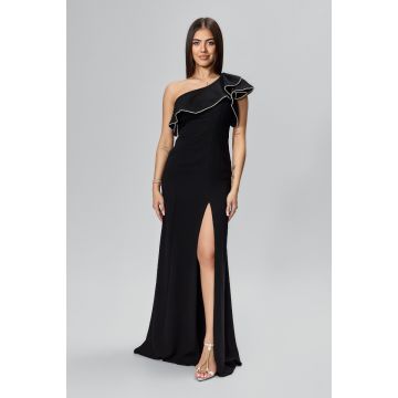 Rochie de ocazie premium cu volan si model one shoulder Fermina Neagra