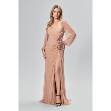 Rochie de ocazie premium din tull cu flori 3D Attitude Nude