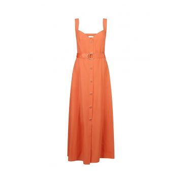 Rochie din amestec de in cu o curea