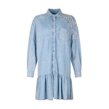Rochie din denim cu aplicatie din dantela
