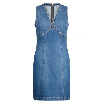 Rochie din denim cu detaliu de lant