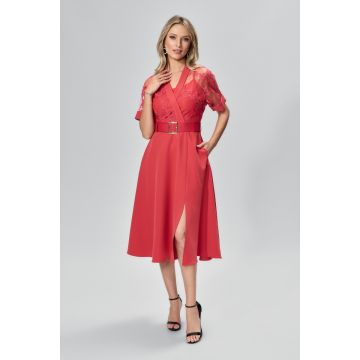 Rochie eleganta in clos cu tull brodat Lisia Somon