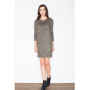 Rochie eleganta  M455 - verde - din poliester - cu maneca lunga