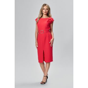 Rochie eleganta midi din crepe texturat Marrisia Rosie