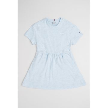 Rochie evazata de bumbac cu imprimeu text