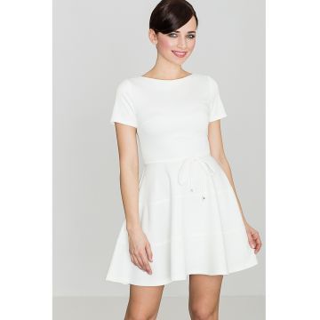 Rochie evazata  ecru - poliester 95% - elastan 5% -