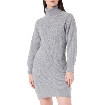 Rochie  lejera - gri - acril-poliester - guler inalt - maneci lungi -