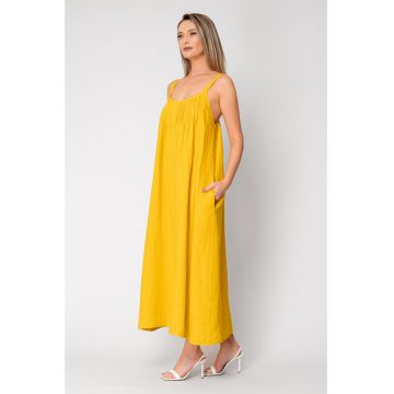 Rochie lunga cu bretele 100% IN - Mustard 16629
