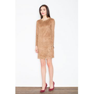 Rochie  M455 - maro - maneca lunga - talie elastica - poliester