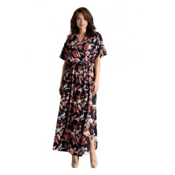 Rochie maxi dama Davide L055 negru rosu