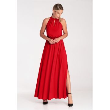 Rochie maxi  rosie - eleganta - fara maneci - poliester