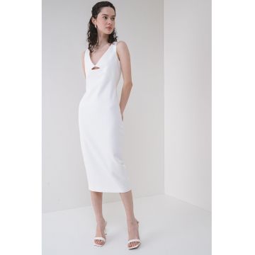Rochie midi cu decolteu in V