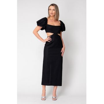 Rochie midi cu maneci bufante Black 16630