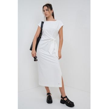 Rochie midi din bumbac organic cu detaliu nod