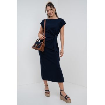 Rochie midi din bumbac organic cu detaliu nod