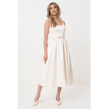Rochie midi evazata cu buzunare laterale