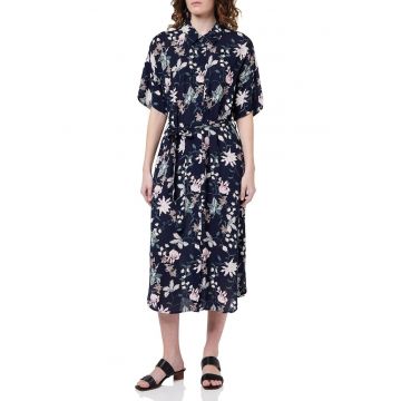 Rochie midi -  floral - bleumarin - 100% viscoza -