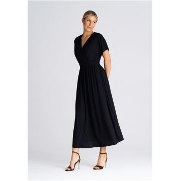 Rochie midi  poliester - neagra - simpla -