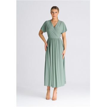 Rochie midi  verde - poliester -