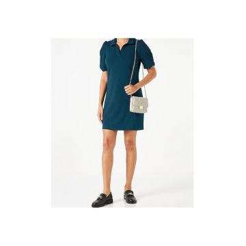 Rochie mini  albastru - poliester - maneci scurte - fara model -