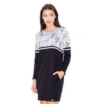 Rochie mini dama Carnwene M510 alb-negru