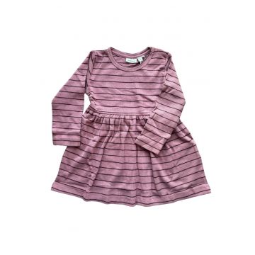 Rochie pentru fete -  dungi - roz - bumbac-elastan - set -