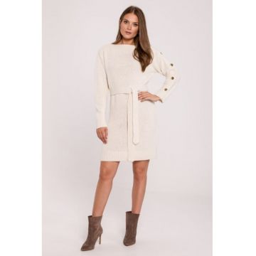 Rochie tip pulover cu nasturi decorativi pe maneci -