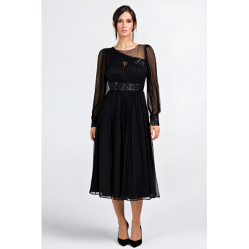 Rochie 1610 matase naturala neagra Leonard