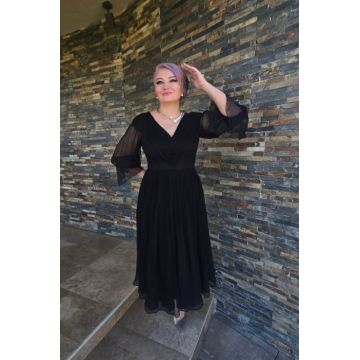 Rochie 1850 matase naturala neagra Leonard
