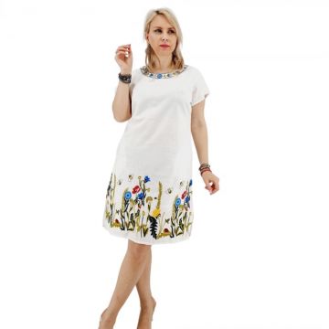 Rochie Alba cu Broderie Ilincuta