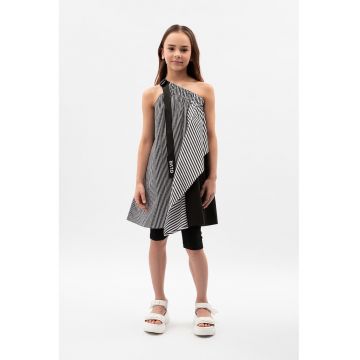 Rochie asimetrica cu model in dungi