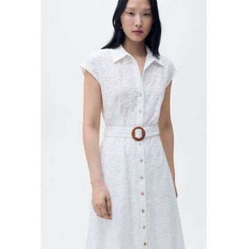 Rochie-camasa midi cu maneci scurte