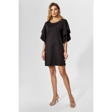 Rochie casual-eleganta cu maneci asimetrice si croi lejer Marillu Neagra