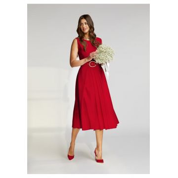 Rochie cocktail midi cu buzunare si curea asortata Vienna